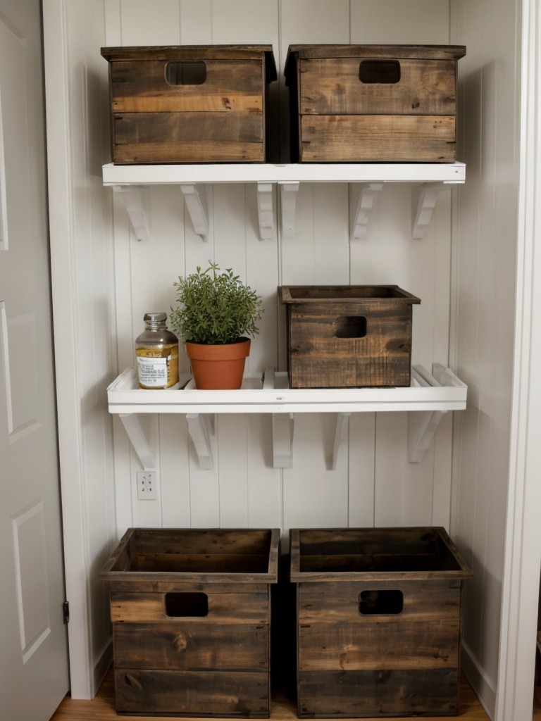 DIY storage solutions for small apartments, including repurposed crates and hanging racks.