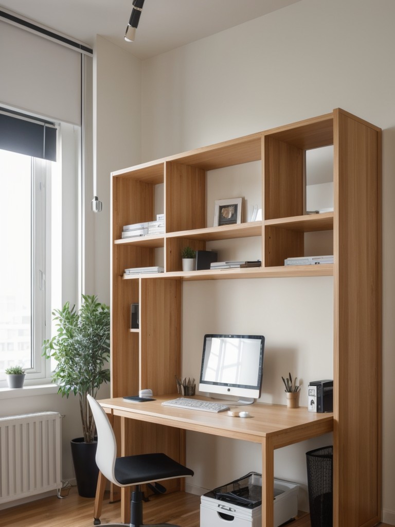 How to create a separate workspace in a small apartment, with desk solutions and room dividers.