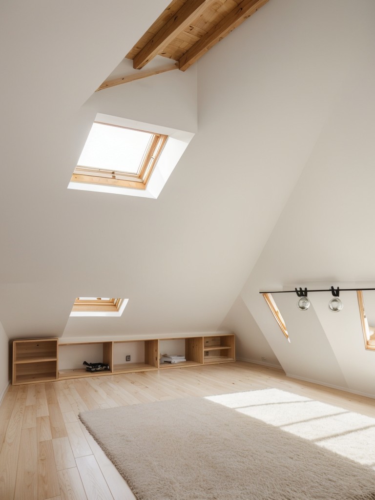 Hang mirrors strategically to reflect light and create the illusion of a larger space in a small attic apartment.