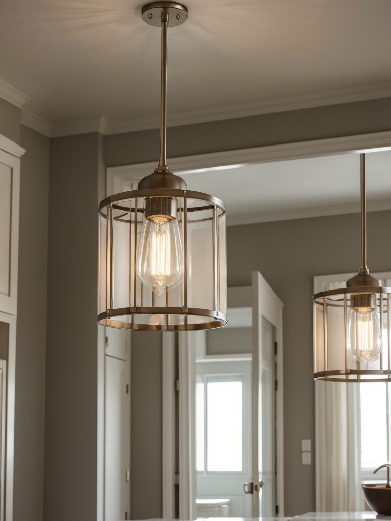 Incorporate statement lighting fixtures, such as pendant lights or chandeliers, to draw the eye upward and add a touch of elegance to the space.