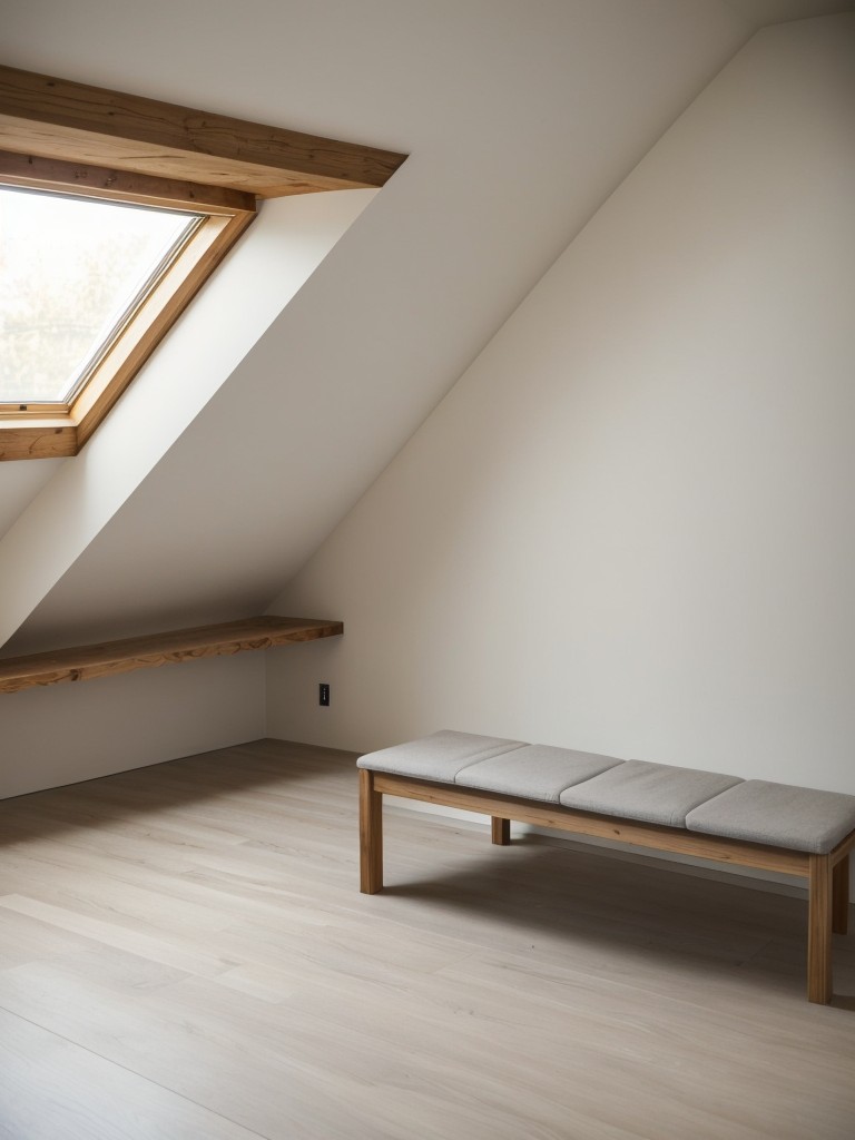 Install built-in seating or benches along the walls to optimize seating in a small attic apartment without sacrificing valuable floor space.