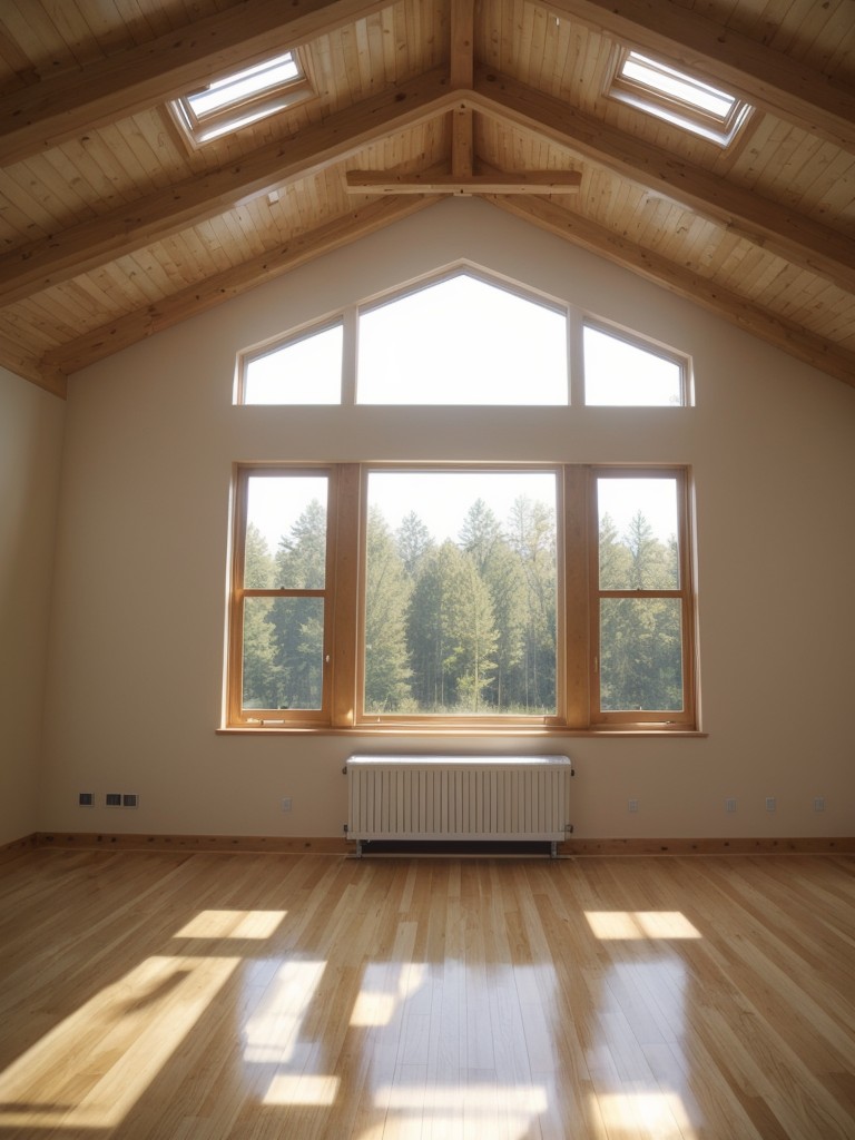 Utilize natural light by incorporating skylights or large windows to make the space feel more open and airy.