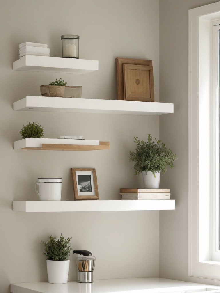 Install floating shelves or floating desks to create a minimalist and clutter-free look.