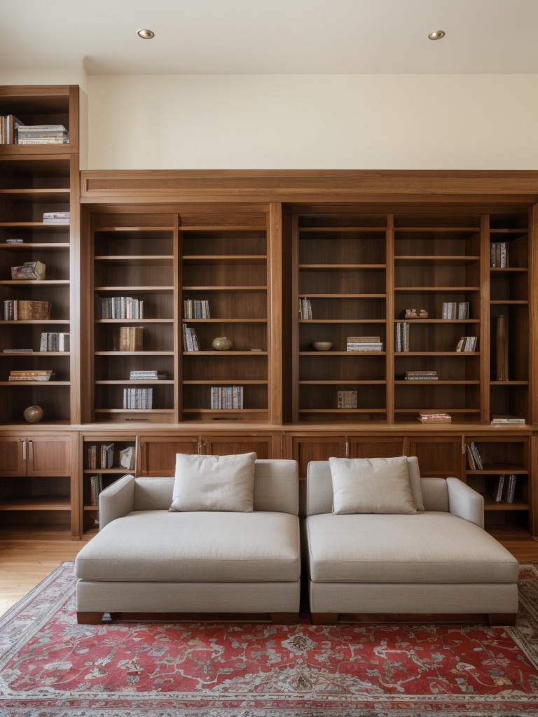 Opt for multi-functional furniture pieces like ottomans with hidden storage or bookshelves that double as room dividers.