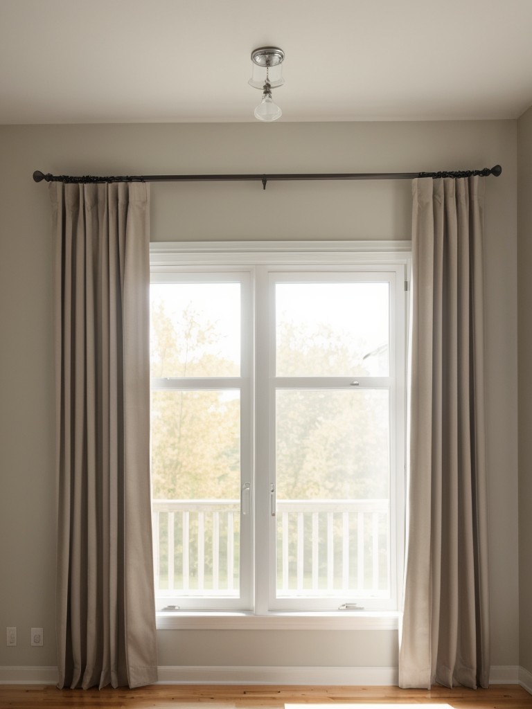 Hang curtains high and wide to create the illusion of larger windows and taller ceilings.