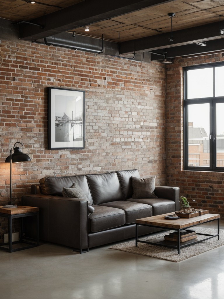 Create a stylish bachelor pad by incorporating industrial elements such as exposed brick walls and metal accents.