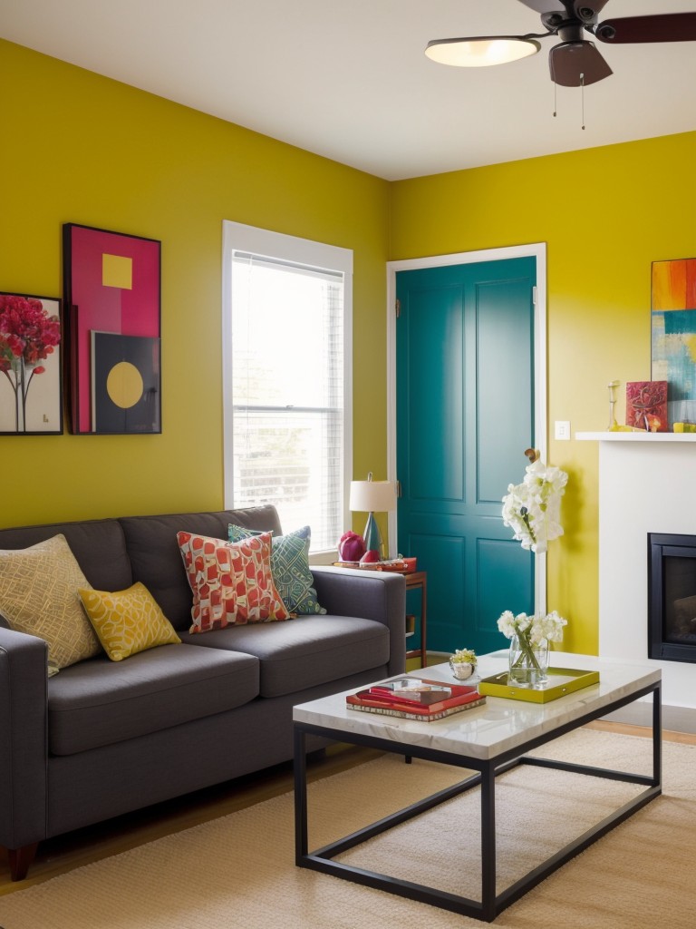 Experiment with bold colors and patterns to add personality to your apartment, whether it's through accent walls or decorative accessories.