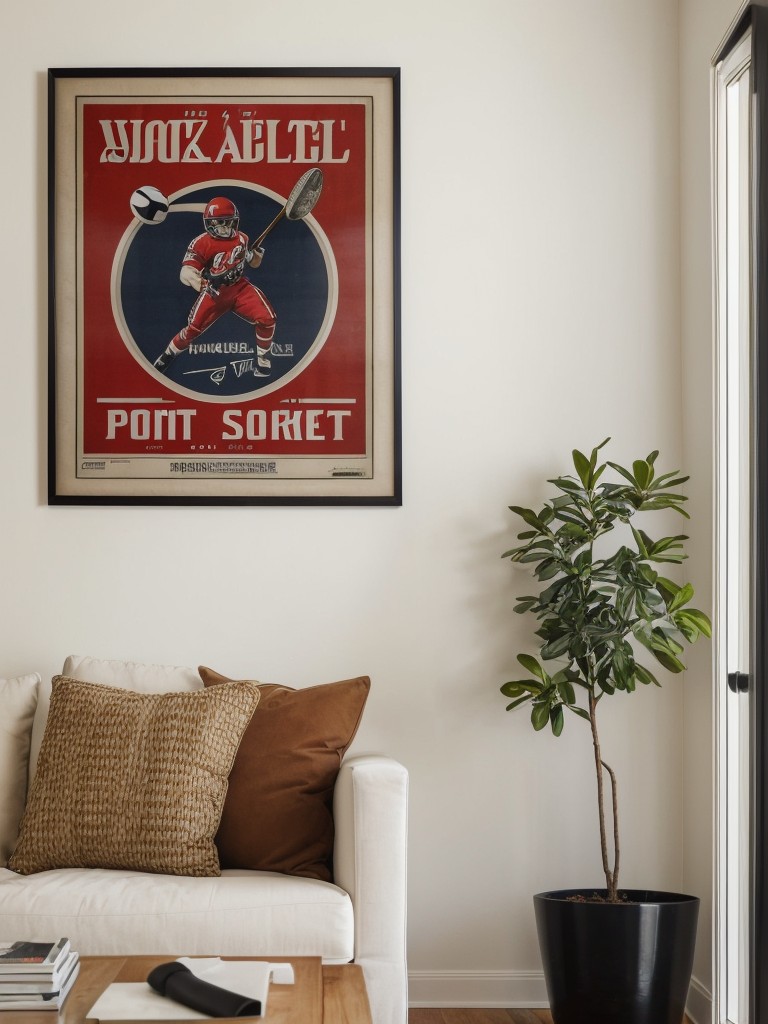 Incorporate artwork and statement pieces that reflect your personality, such as framed movie posters, sports memorabilia, or graphic prints.