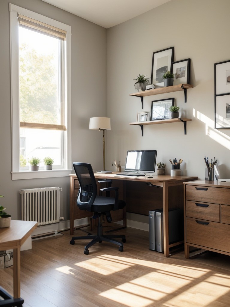 Incorporate a home office space into your apartment, with a comfortable desk, ergonomic chair, and proper lighting for productivity.