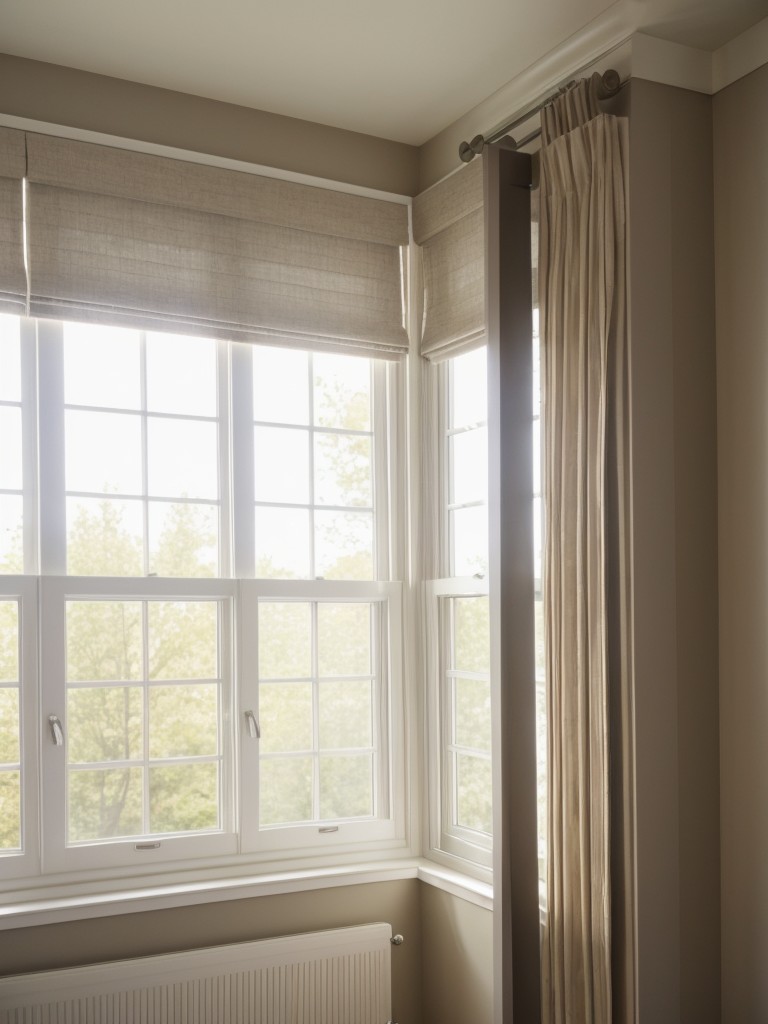 DIY window treatments for small apartments, such as no-sew curtains and roman shades, to inject personality and privacy into rooms.