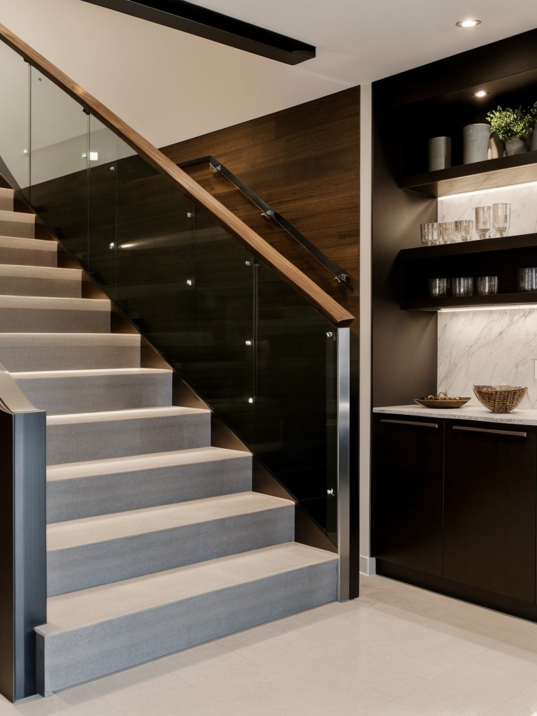 Incorporate a stylish staircase design as a focal point, choosing materials such as glass or metal to add a contemporary touch.