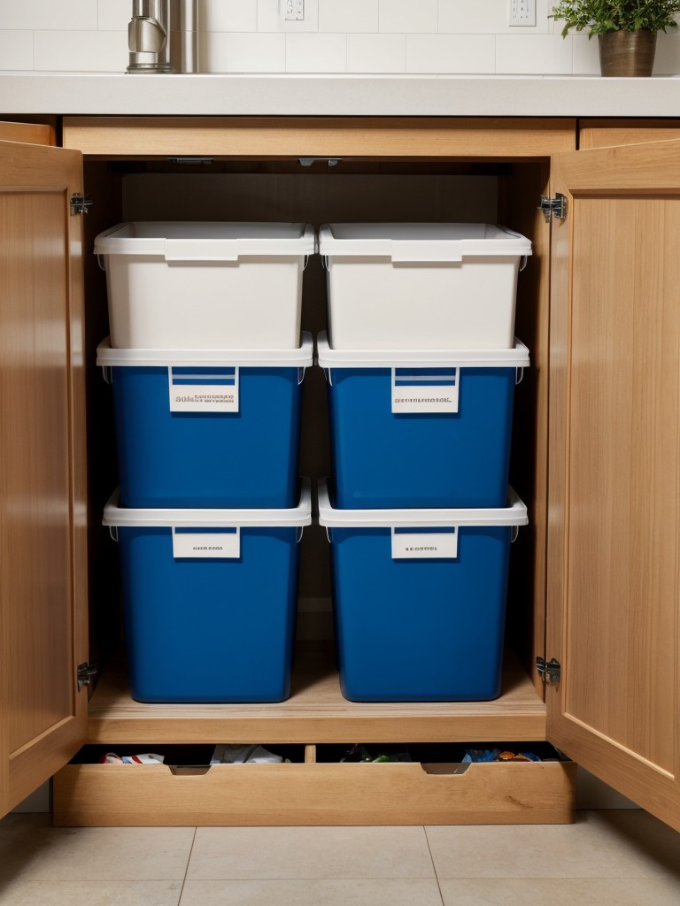 Implement a recycling system with labeled bins for different materials, encouraging environmentally-friendly habits.