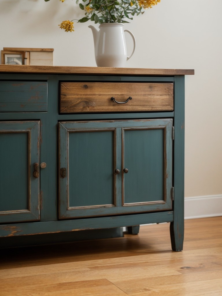 Transform old furniture or repurpose items for a sustainable and unique touch in your apartment.