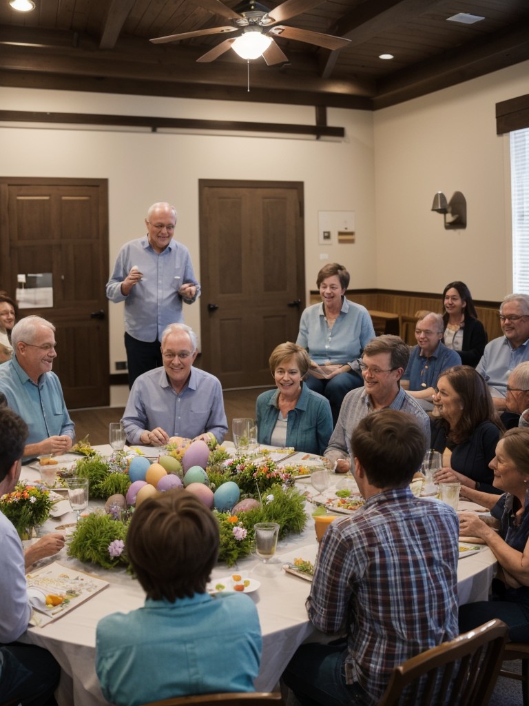 Plan a community-wide Easter storytelling night, where residents can come together to share their favorite Easter stories or legends.