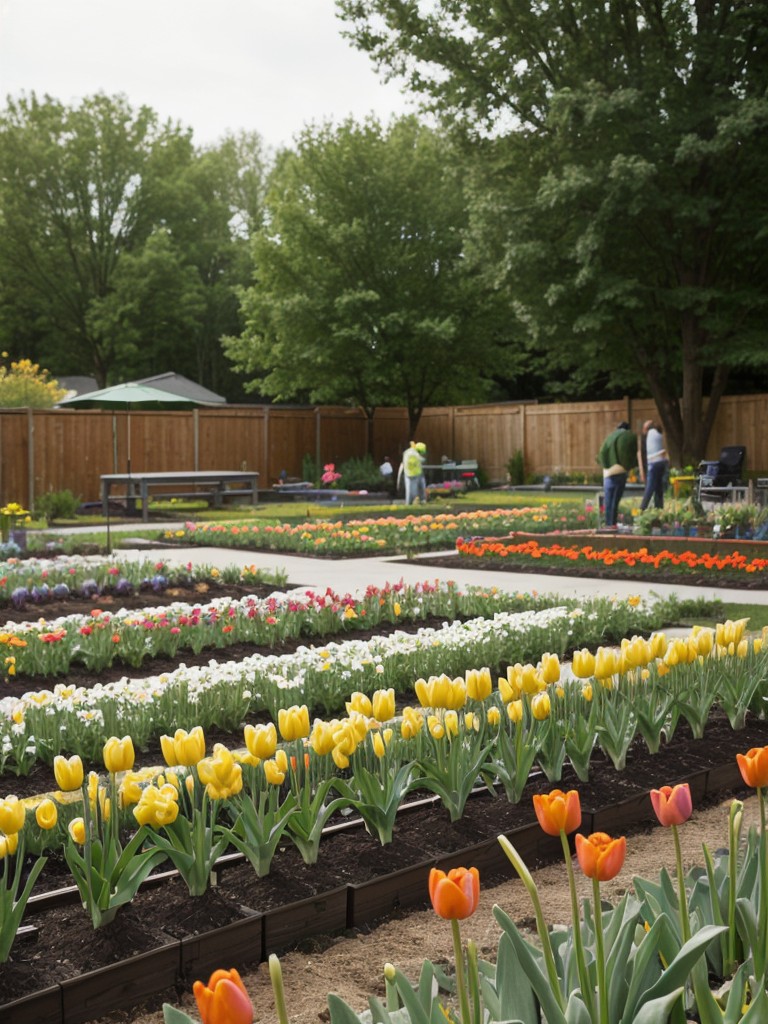 Set up a community garden where residents can plant their own flowers or vegetables, incorporating Easter-related plants like tulips and daffodils.