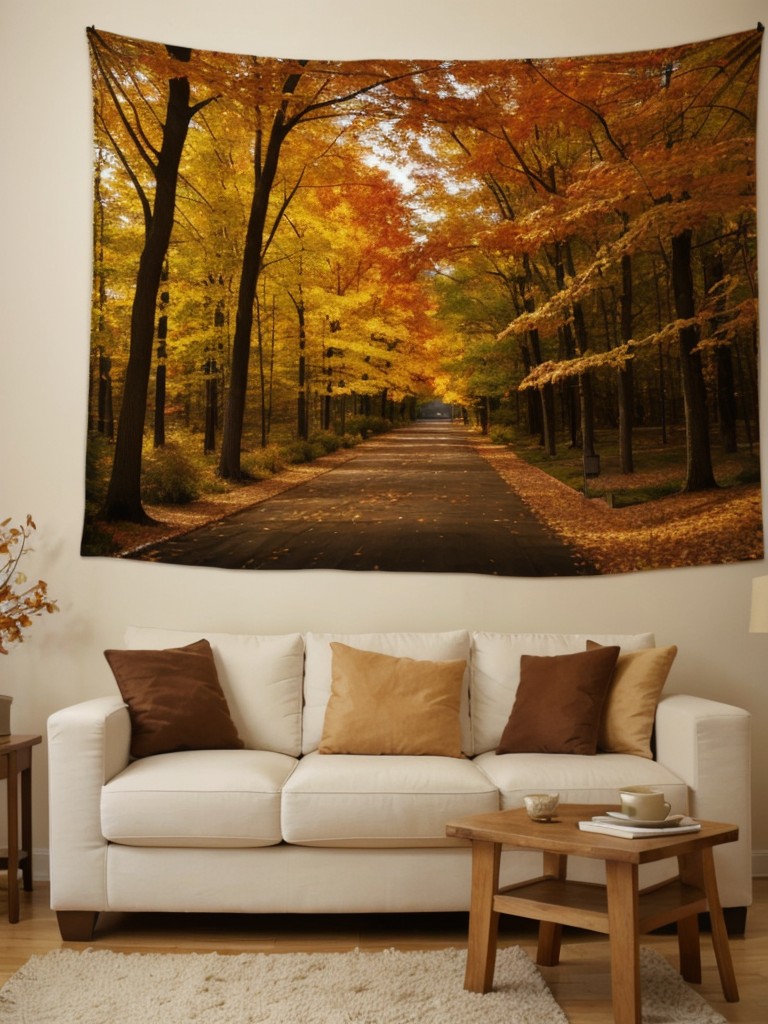 Hang a decorative fall-themed wall tapestry or a gallery of autumn-inspired artwork to liven up your walls.