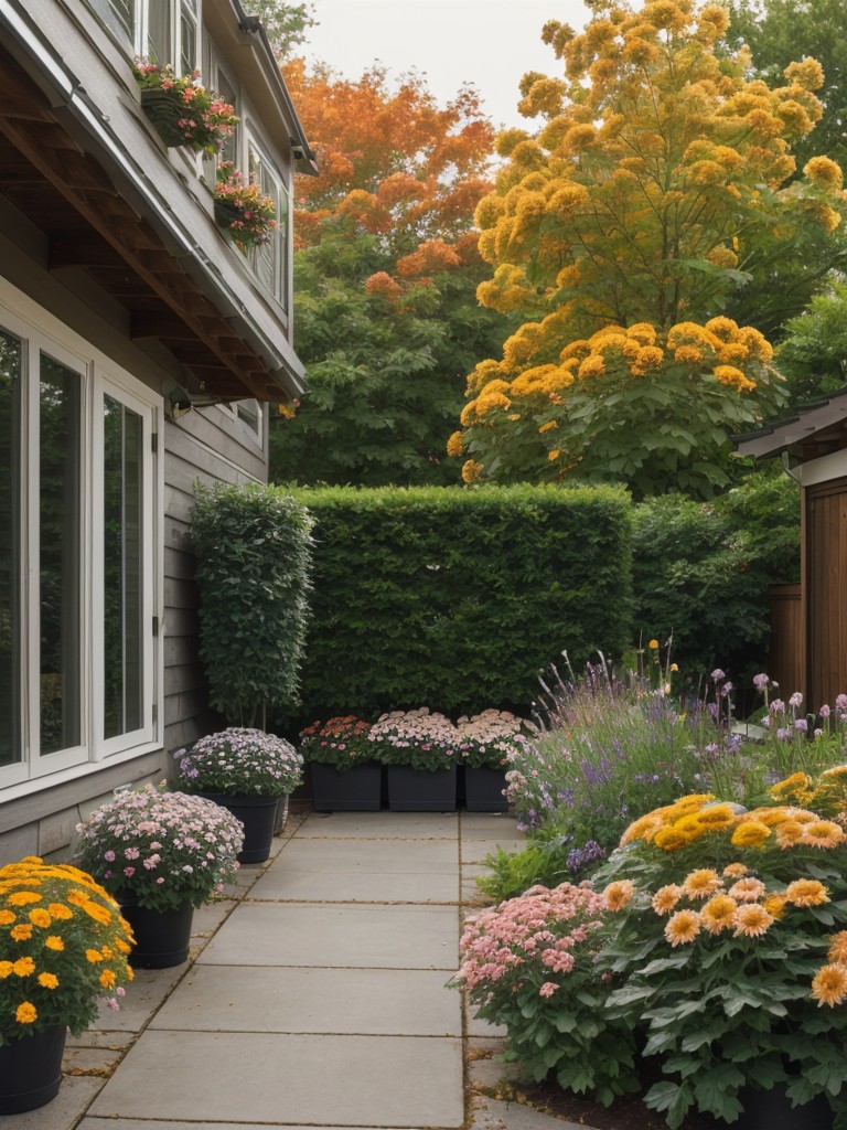 Swap out summer plants for autumn blooms like chrysanthemums or decorative kale to add a touch of nature to your space.