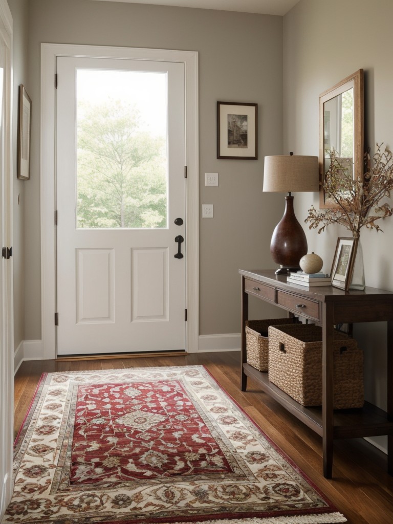 Add a personal touch to your entryway by displaying artwork, family photos, or a colorful rug that reflects your personal style.
