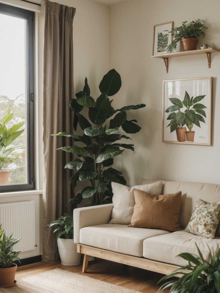 Bring the outdoors inside by decorating your apartment with natural elements such as houseplants, botanical prints, and earthy color palettes.
