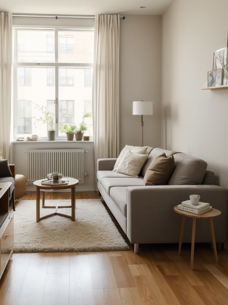 Create a sense of openness and flow in your small apartment by using light and neutral tones, mirrors, and strategic placement of furniture.