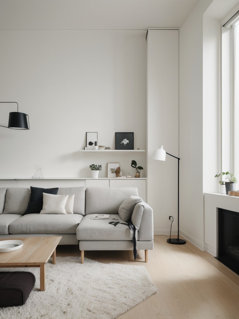 Declutter your apartment by implementing a minimalist design approach, opting for clean lines, simple shapes, and minimal accessories.