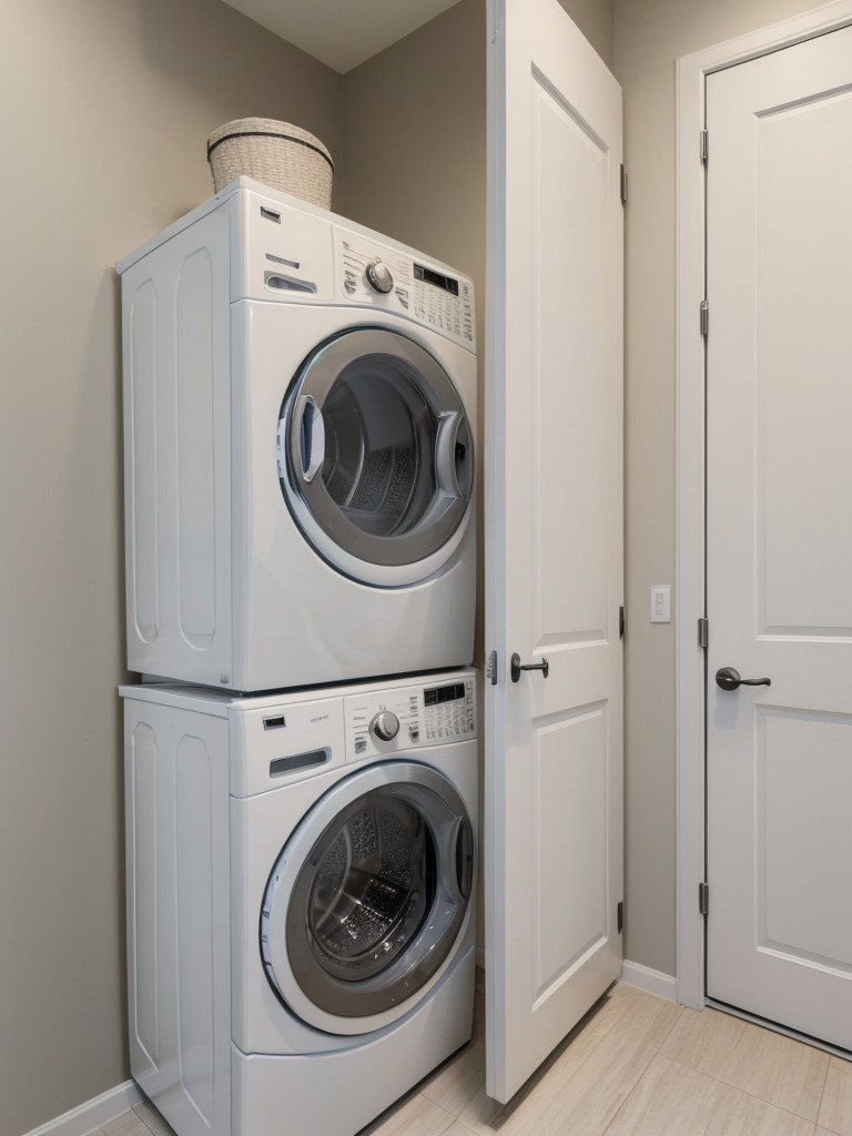 Maximize space in your apartment's laundry area by installing compact and stackable washer and dryer units.