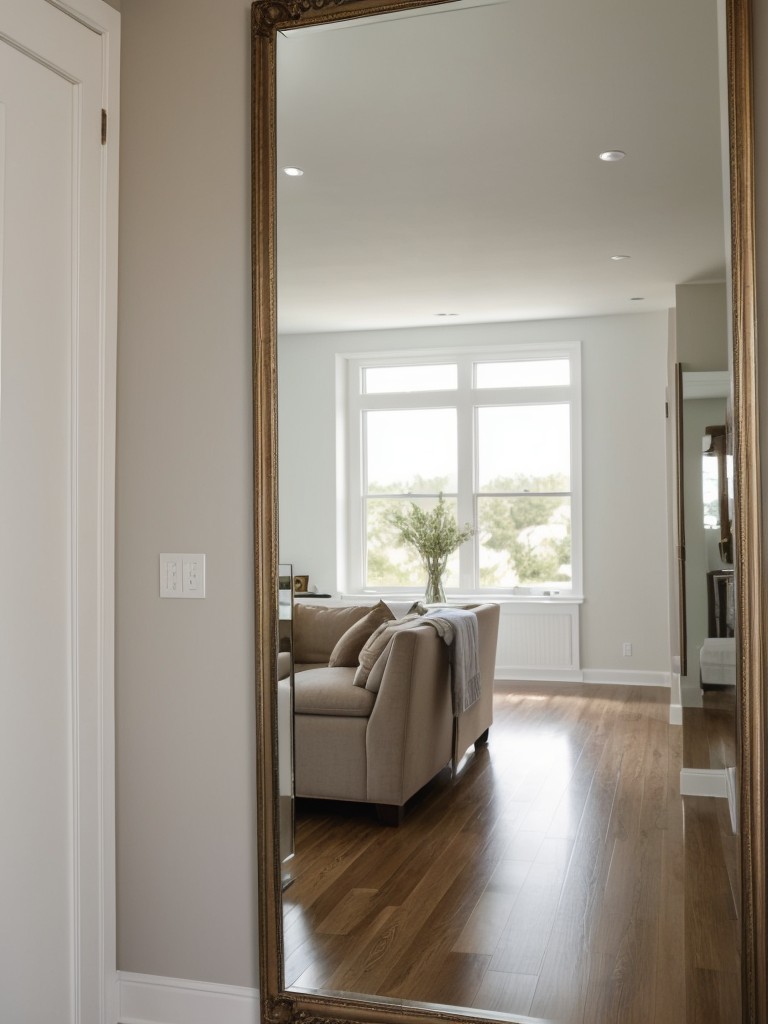 Incorporate a decorative mirror wall to create the illusion of a larger space and reflect natural light.