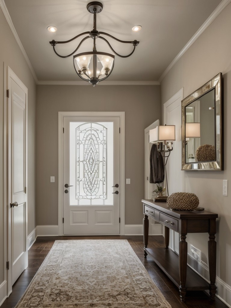 Opt for a statement light fixture or chandelier to add drama and sophistication to your entryway.