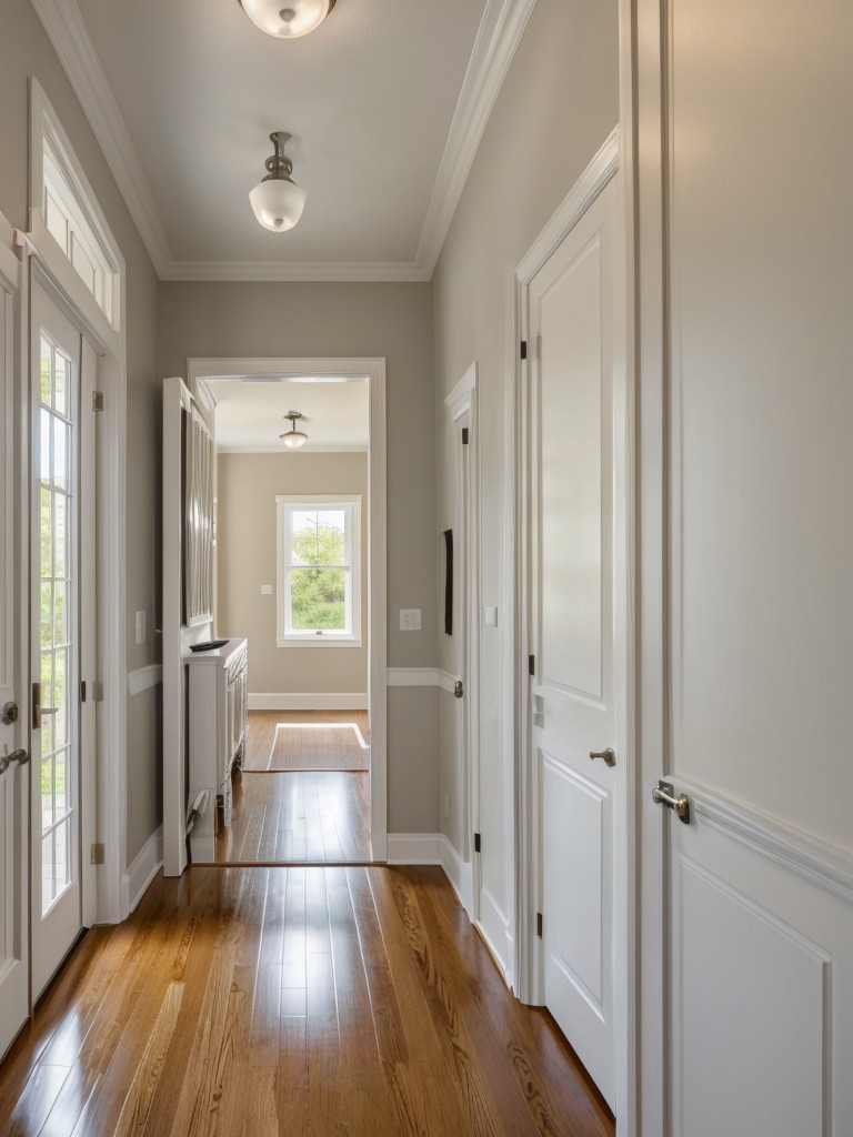 Add a narrow, but functional, hallway runner to make the small foyer appear longer and more spacious.