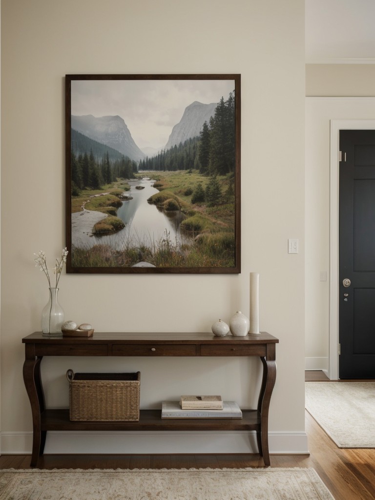 Hang a gallery wall or a few framed art pieces to add personality to the foyer.