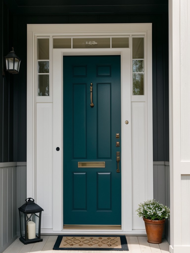 Paint the front door in a contrasting color to create a focal point and make the small entryway more inviting.