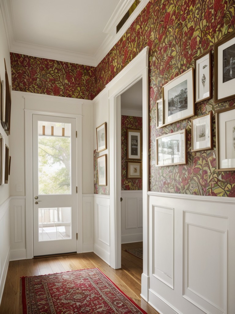 Use a vibrant paint color or bold wallpaper to create a statement wall in the small foyer.
