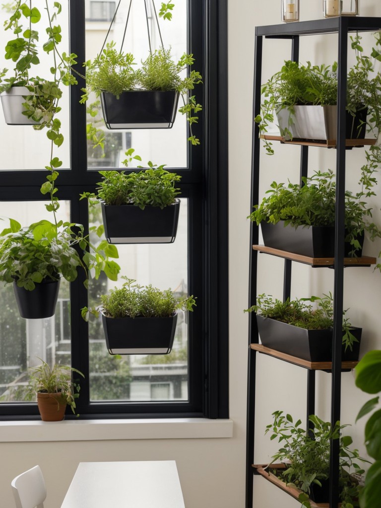 Incorporate plants and greenery to bring life and freshness into your studio apartment, using hanging planters or vertical gardens to save space.