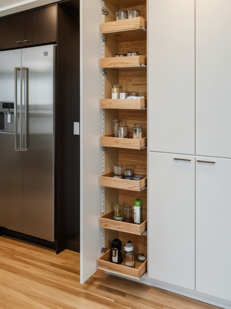 Use vertical storage solutions like wall-mounted shelves and floating cabinets to optimize storage without taking up valuable floor space.
