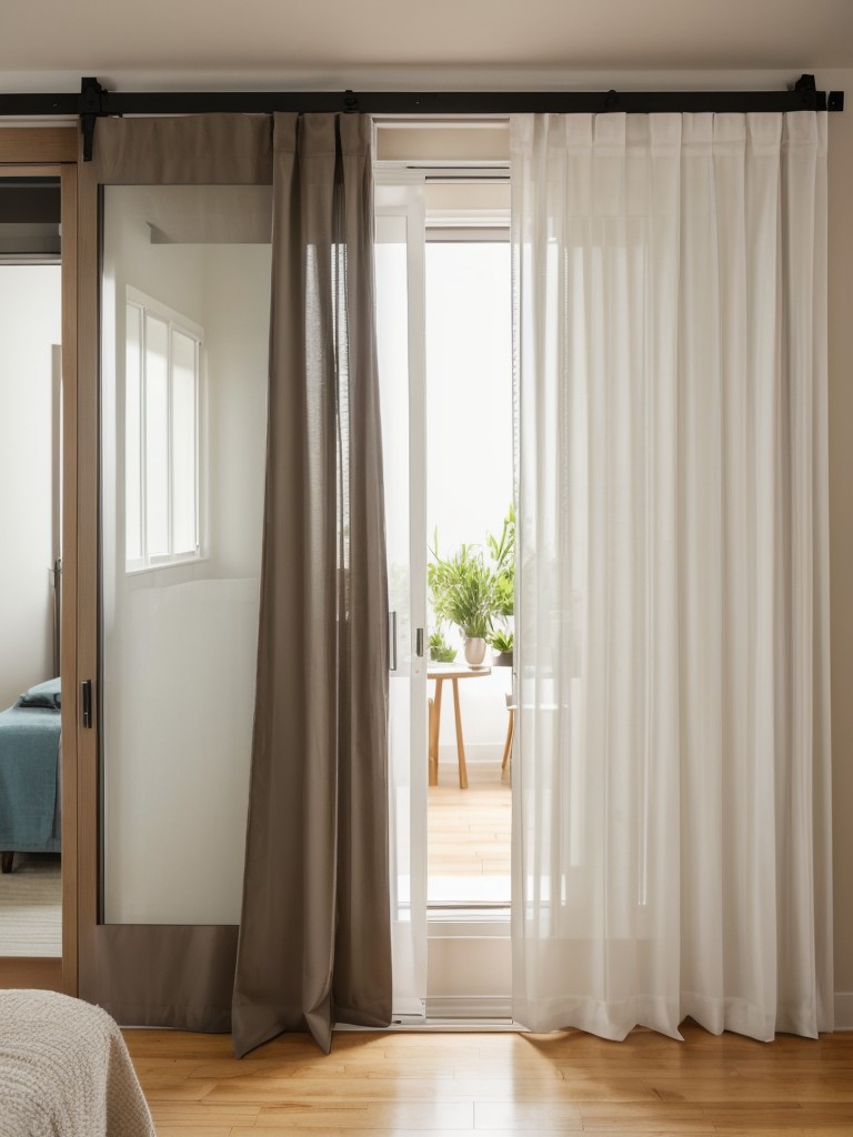 Utilize sliding doors or curtains to separate different areas in your studio apartment, creating a sense of privacy without blocking natural light.