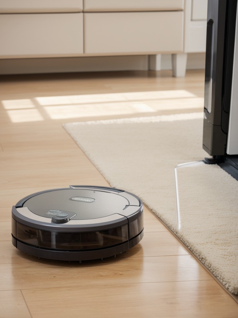 A compact vacuum cleaner or robot vacuum for effortless cleaning and maintenance.