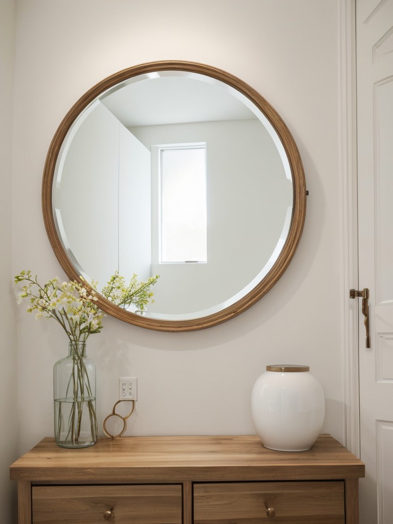 Decorative wall mirrors to make the apartment feel more spacious and bright.