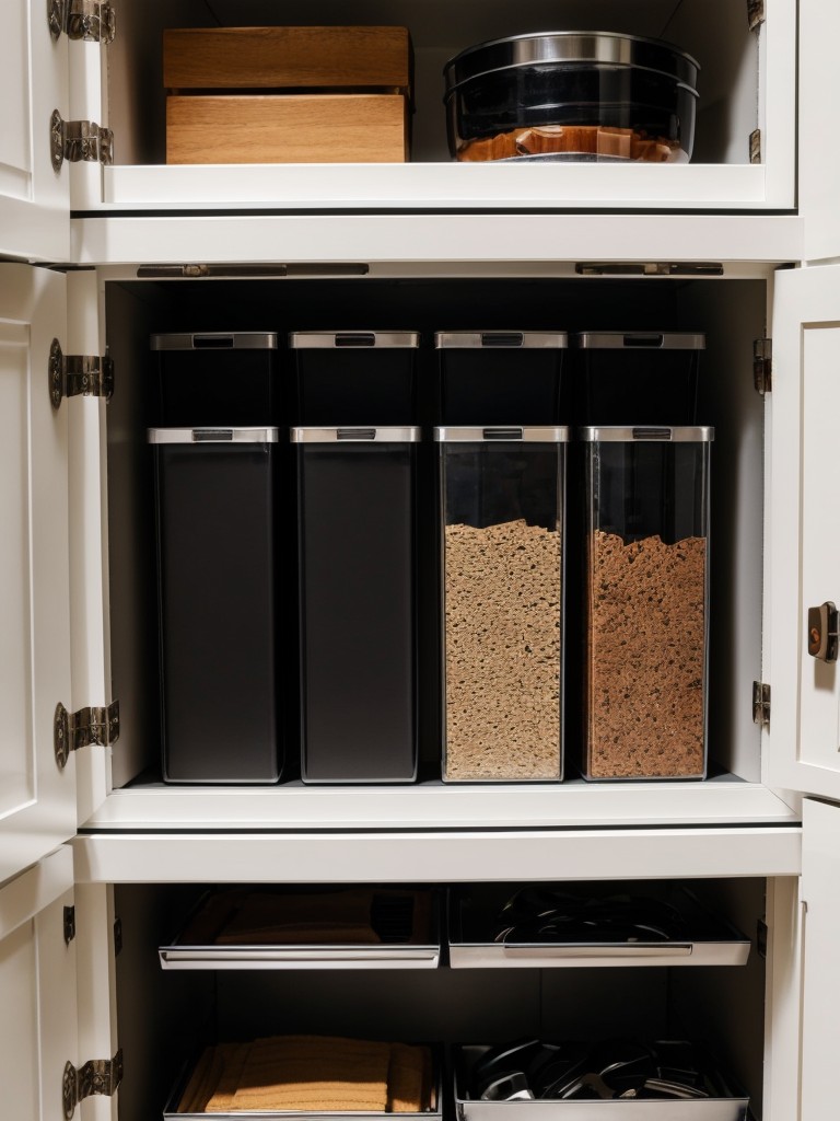 Use magnetic strips on the inside of cabinet doors for storing metal items like knives and tools.