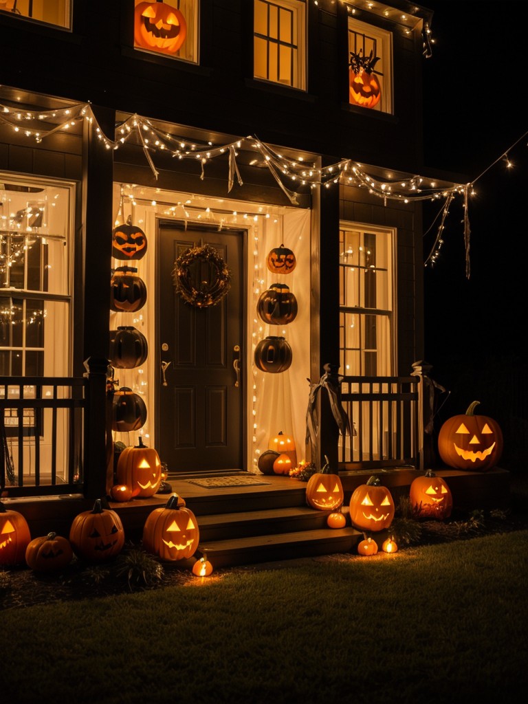 Decorating the courtyard or outdoor spaces with Halloween-themed lights, inflatable decorations, and scary sound effects.