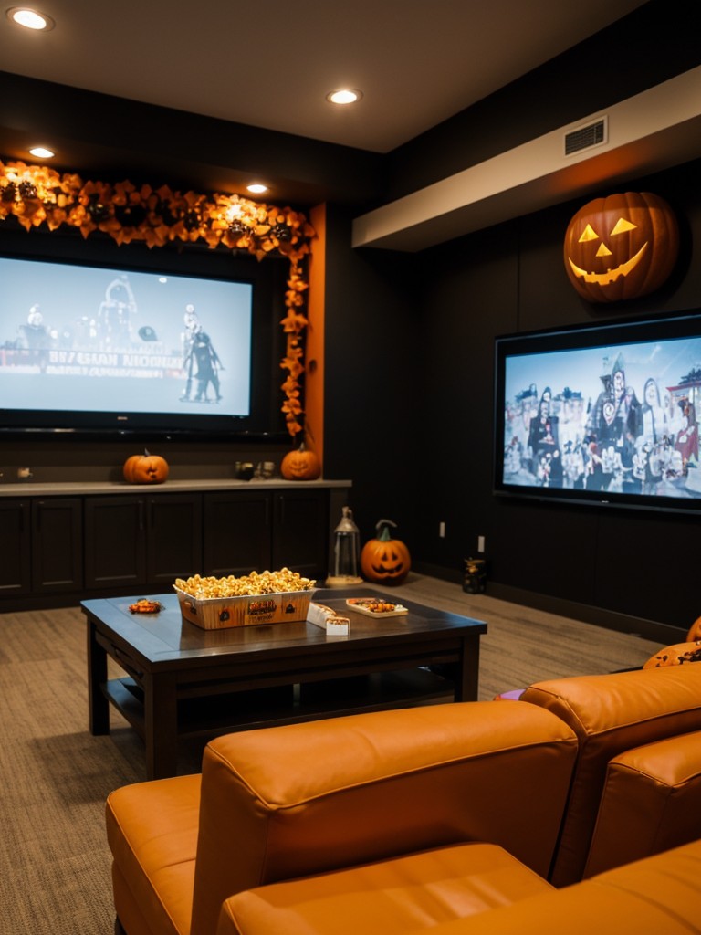 Hosting a Halloween movie night in the community clubhouse, complete with popcorn and spooky snacks.