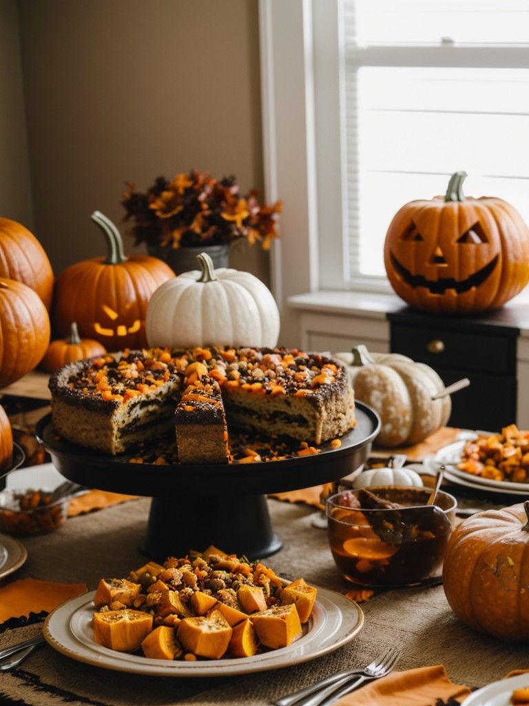 Organizing a community Halloween-themed potluck dinner where residents can share their favorite autumn recipes.