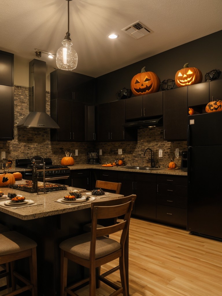 Arrange an apartment community-wide Halloween party with spooky music, dance floor, and themed food.