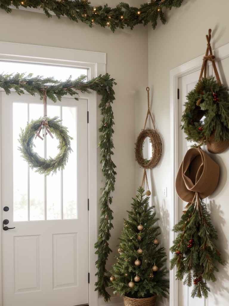 Hang a garland or strands of greenery along the walls or above doorways to add a natural and festive touch.