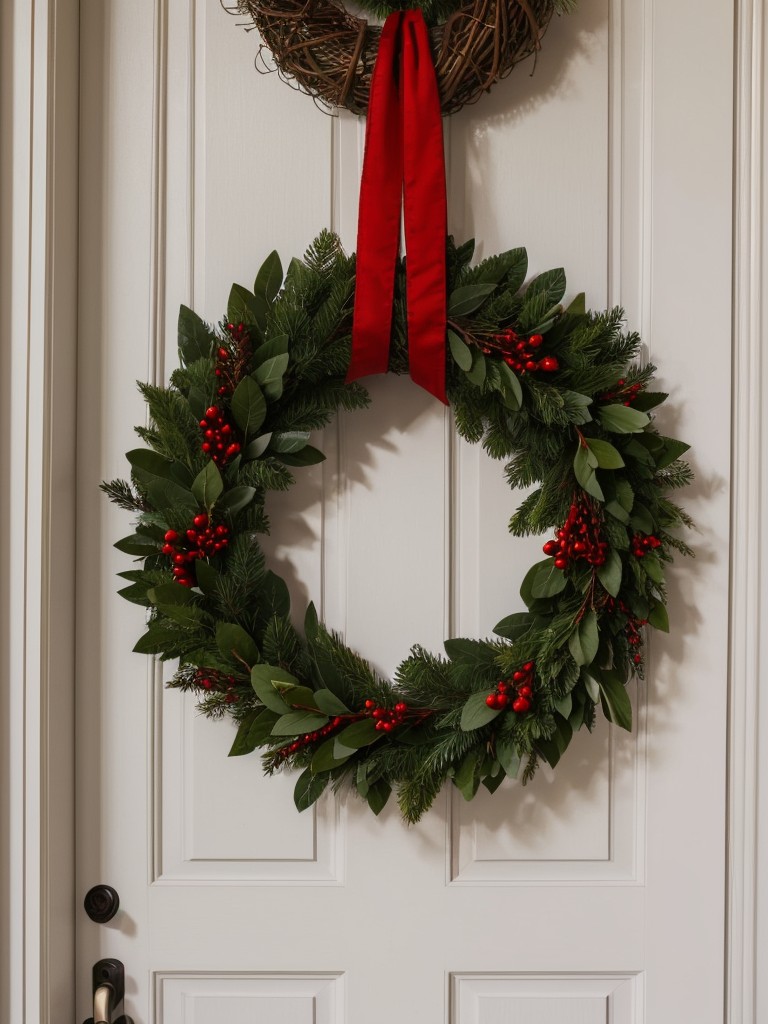 Hang a holiday wreath on your front door or inside your apartment for a warm and welcoming entrance.