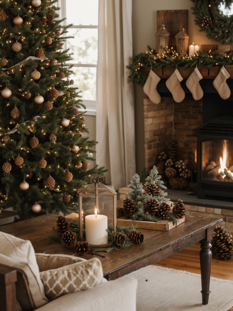 Incorporate natural elements like pinecones, branches, and acorns into your holiday décor for a rustic and charming look.