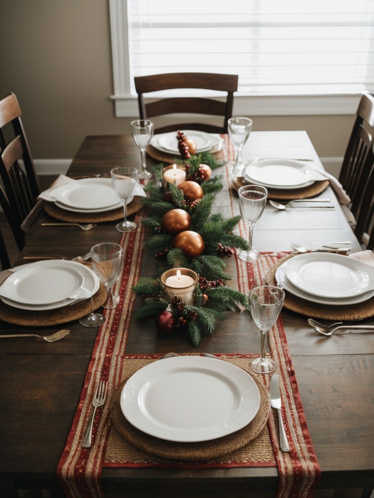 Use a festive table runner or placemats to elevate your dining area and make it feel more special.