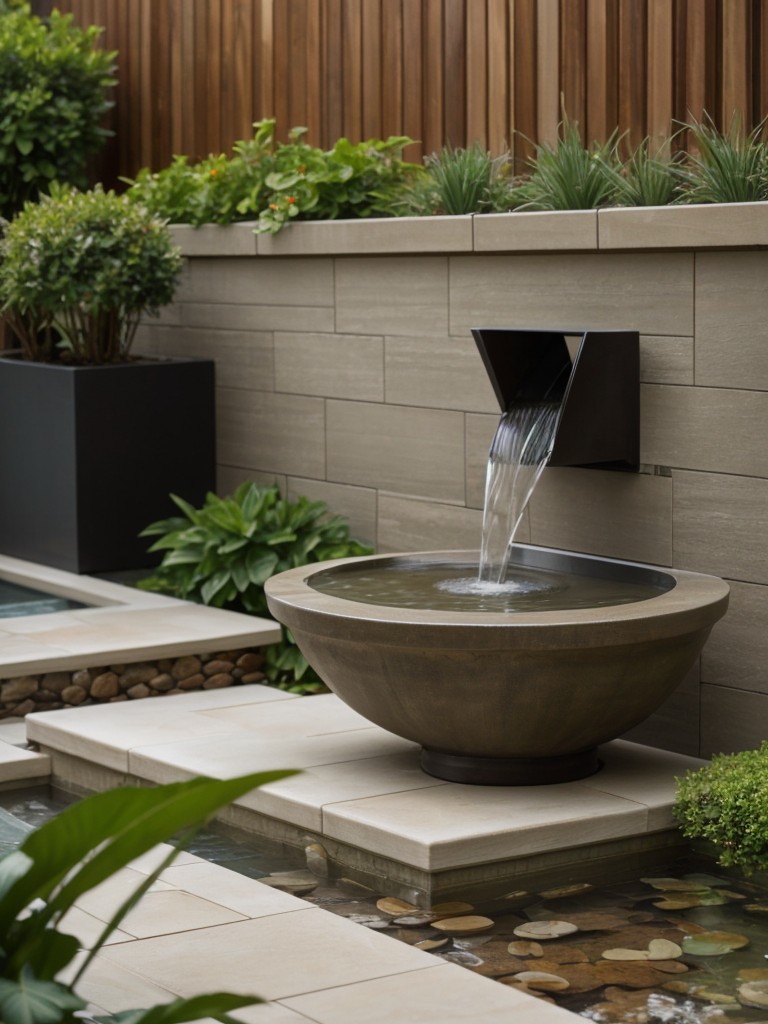 Consider installing a small water feature like a tabletop fountain or a wall-mounted waterfall for a soothing ambiance.