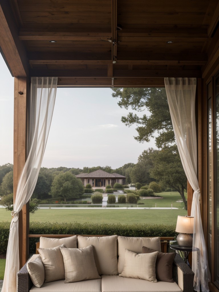 Enhance the cozy factor with outdoor curtains or a canopy for a more intimate and private atmosphere.
