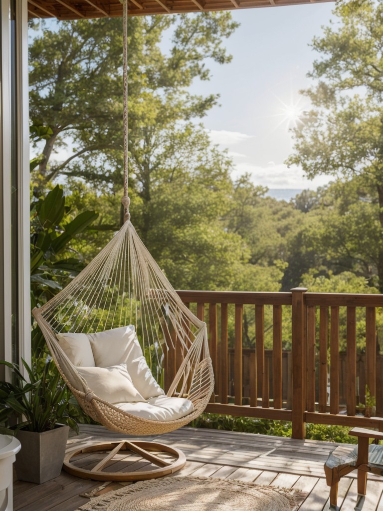 Hang a hammock or a hanging chair for a relaxing spot to read or soak up the sun.