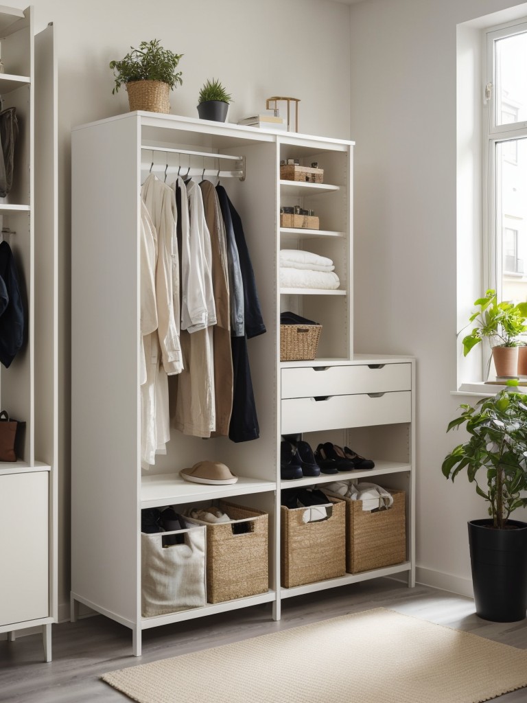 Designing a stylish and well-organized entryway in a studio apartment with IKEA's smart storage solutions and versatile furniture pieces.